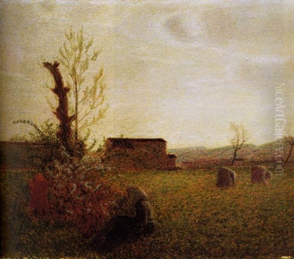 Aprile Nei Prati Di Volpedo Oil Painting by Giuseppe Pellizza da Volpedo