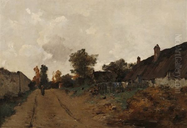 Le Chemin Aux Boeufs A Poigny Oil Painting by Leon Germain Pelouse