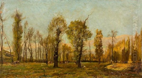 Paysage A La Marre Oil Painting by Leon Germain Pelouse