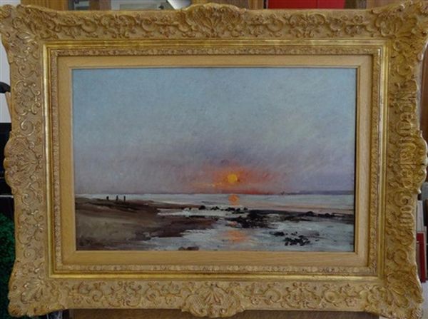 Coucher De Soleil A Honfleur Oil Painting by Leon Germain Pelouse