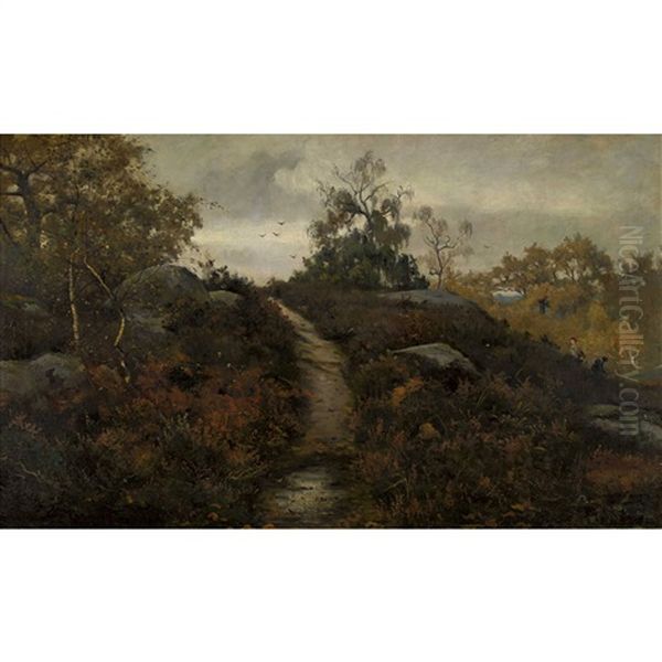 Herbstliche Wegpartie Oil Painting by Leon Germain Pelouse