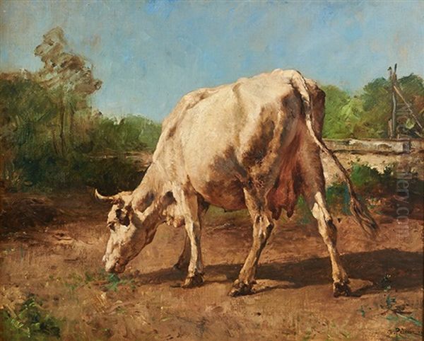 Vache Broutant Oil Painting by Leon Germain Pelouse