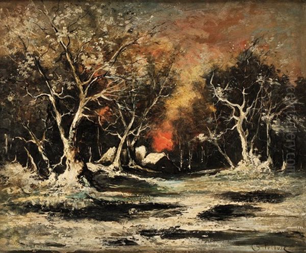 Paysage Enneige Oil Painting by Leon Germain Pelouse