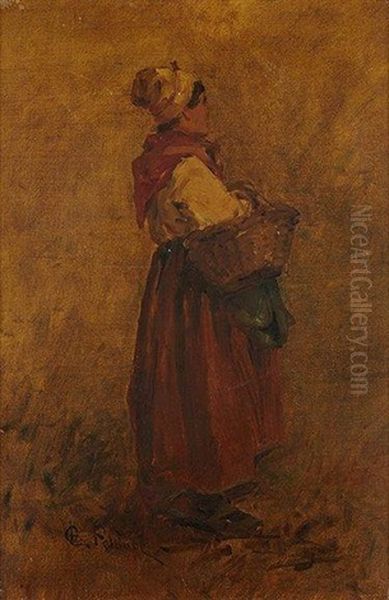 Femme Au Panier Oil Painting by Leon Germain Pelouse