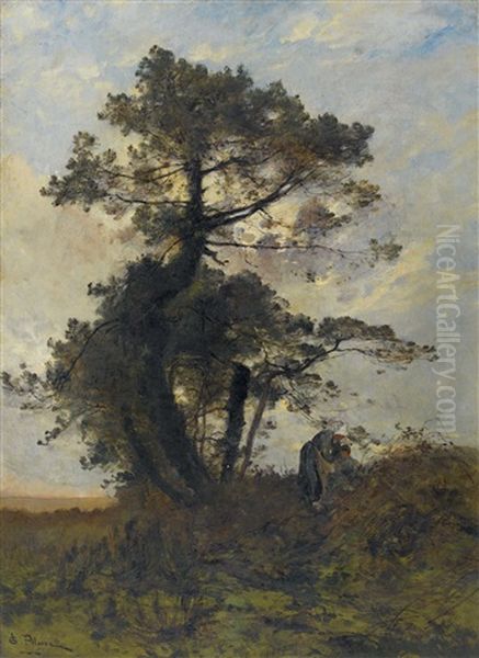 Bauerin Mit Kind Unter Knorrigem Baum Oil Painting by Leon Germain Pelouse