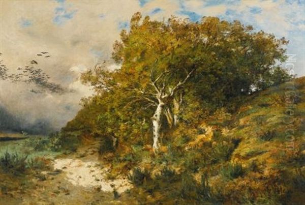 Foret De Fontainebleau Oil Painting by Leon Germain Pelouse