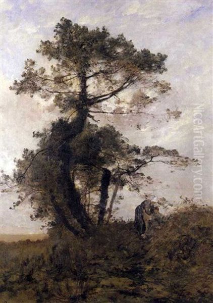 Paesaggio Con Albero E Figure Oil Painting by Leon Germain Pelouse