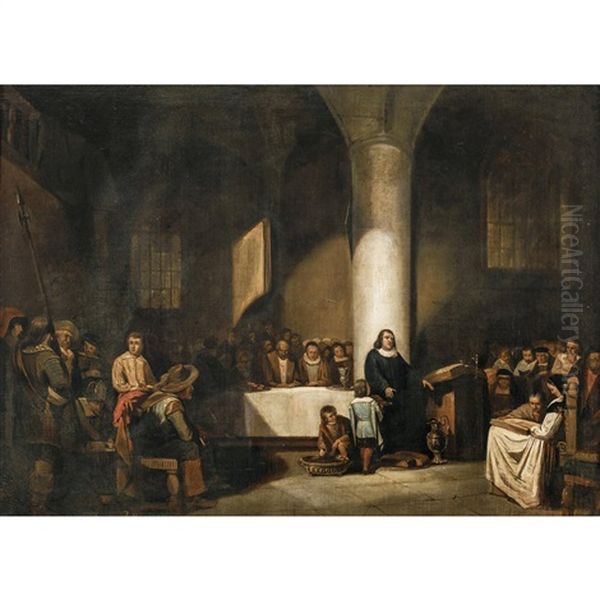 Andacht In Der Kirche Oil Painting by Abraham van der Pelt