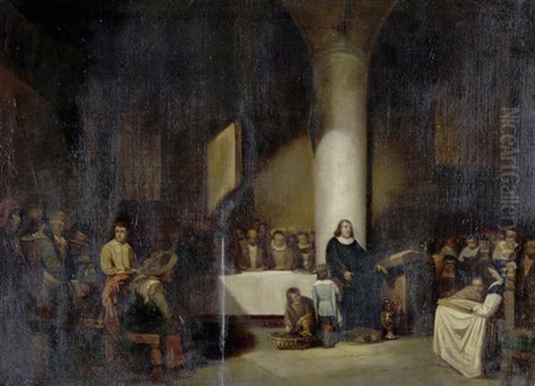 Andacht In Einer Kirche Oil Painting by Abraham van der Pelt