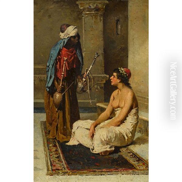 Orientalische Szene Mit Entblosster Frau Oil Painting by Francesco Peluso