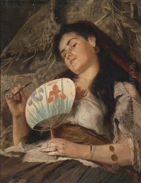 Thefan Oil Painting by Edmund Blume