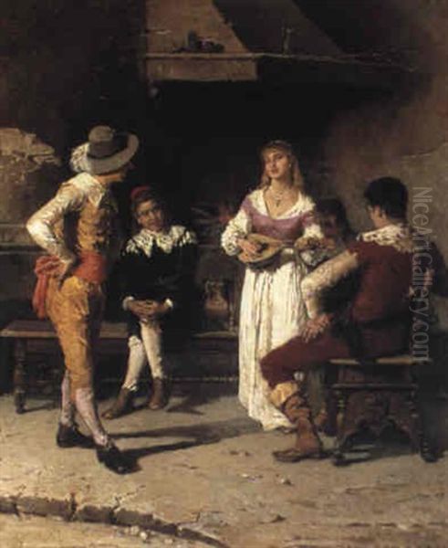 Courting The Musician Oil Painting by Francesco Peluso