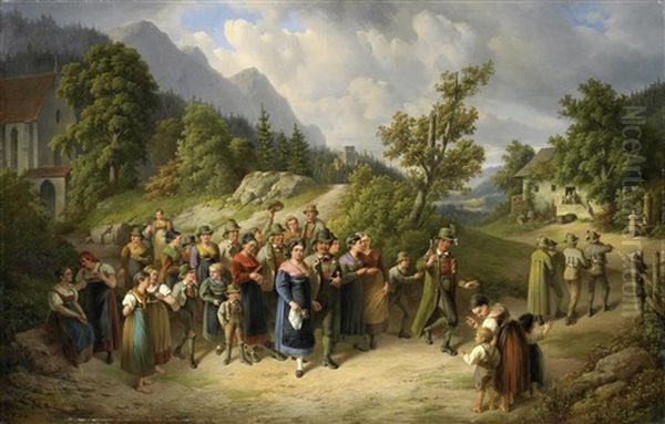 Brautzug Oil Painting by Carl Pelz