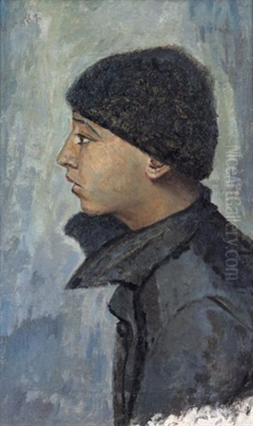 Head Of A Jewish Boy Oil Painting by Yury Pen