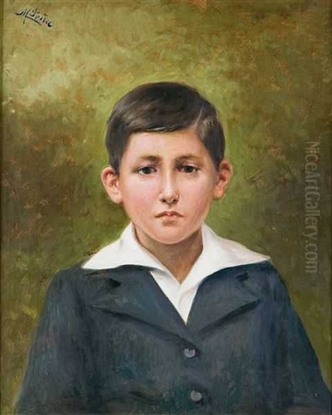 Retrato De Nino Oil Painting by Maximino Pena Munoz