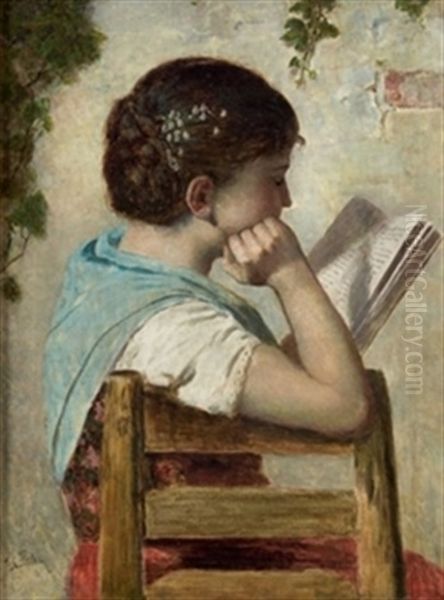 Joven Leyendo Oil Painting by Maximino Pena Munoz