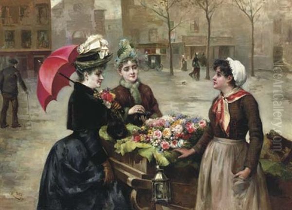 The Flower Seller Oil Painting by Maximino Pena Munoz