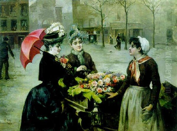 The Flower Seller Oil Painting by Maximino Pena Munoz