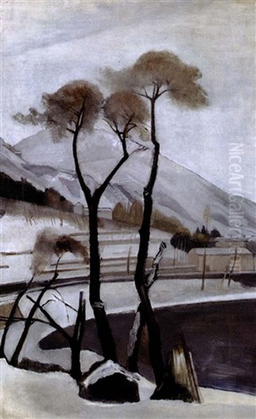 Neve Sul Lago Oil Painting by Siro Penagini