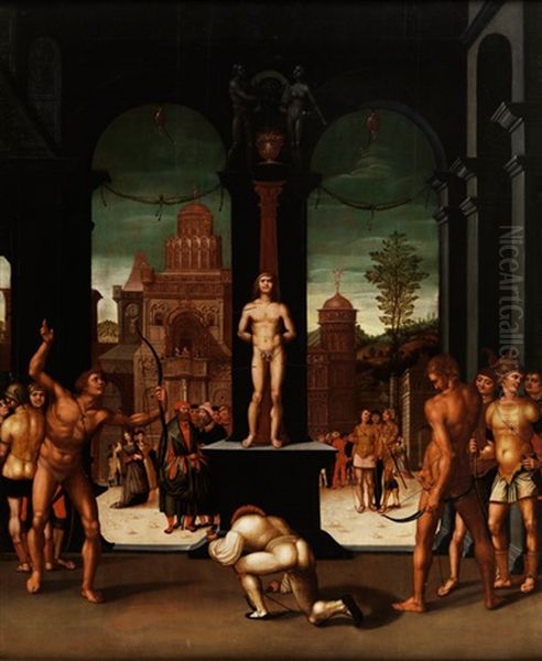 Das Martyrium Des Heiligen Sebastian Oil Painting by Georg Pencz