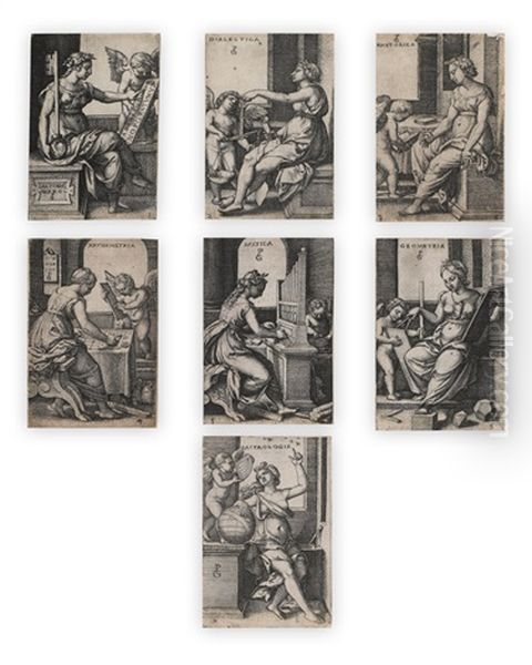 The Liberal Arts (set Of 7) Oil Painting by Georg Pencz