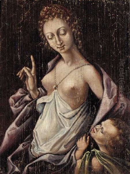 A Mother And Child Oil Painting by Georg Pencz