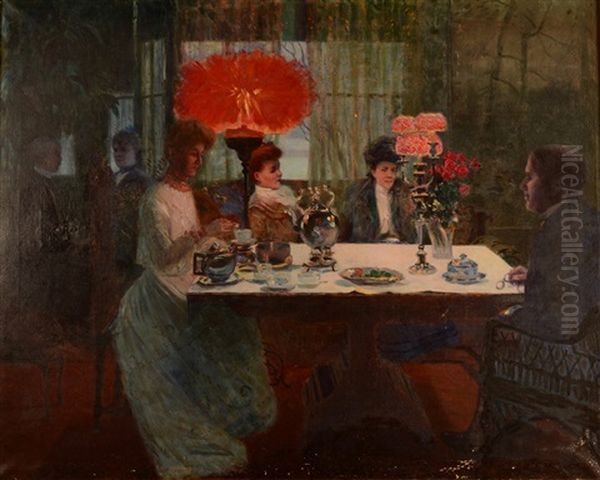 Five O'clock Tea In The Studio, Buffalo New York Oil Painting by Frank C. Penfold