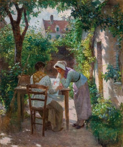 Conversation In The Garden Oil Painting by Frank C. Penfold