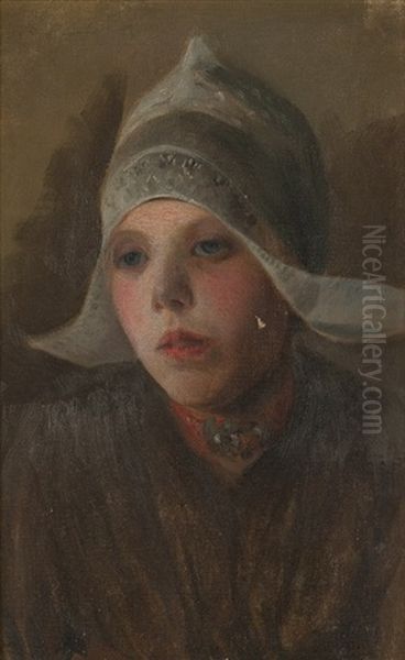 Portrait Of A Young Dutch Girl Oil Painting by Frank C. Penfold