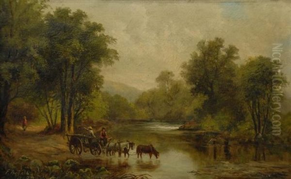 The River Crossing Oil Painting by Frank C. Penfold