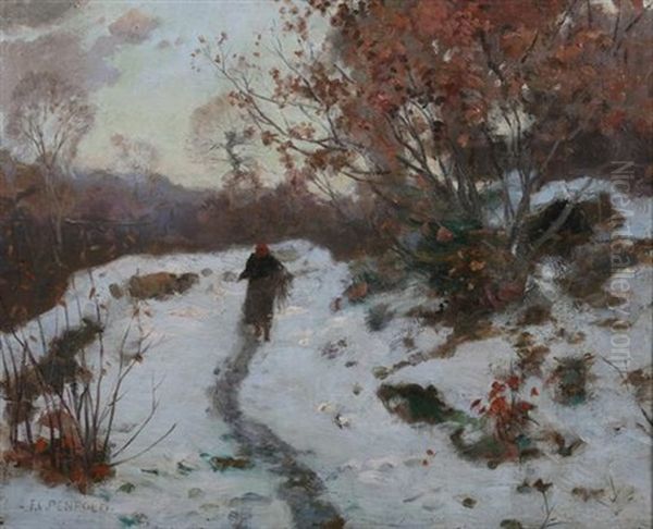 Path In The Snow Oil Painting by Frank C. Penfold