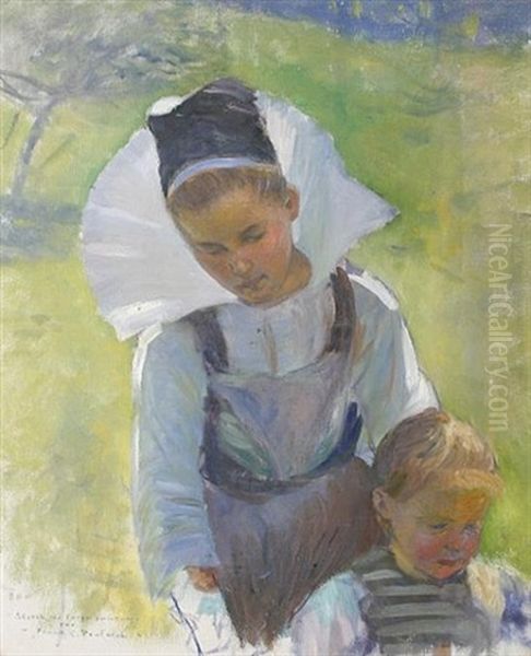 Mother And Child Oil Painting by Frank C. Penfold