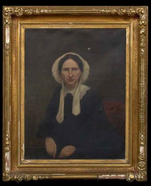 Portrait Of An Old Woman Wearing A Black Dress Oil Painting by Frank C. Penfold