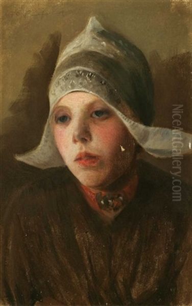 Portrait Of A Young Breton Girl Oil Painting by Frank C. Penfold