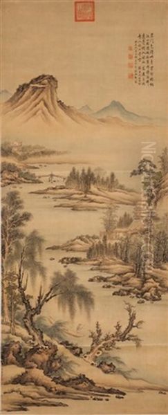 Attributed To Peng Qifeng (1701-1784) - Ink And Color On Silk Oil Painting by  Peng Qifeng