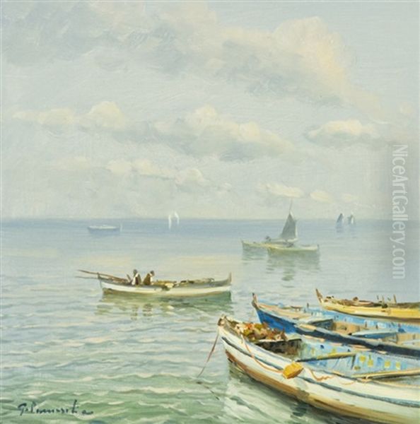 Barche A Riposo Oil Painting by Giuseppe Pennasilico