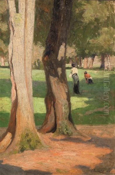 Passeggiando Nel Parco Oil Painting by Giuseppe Pennasilico