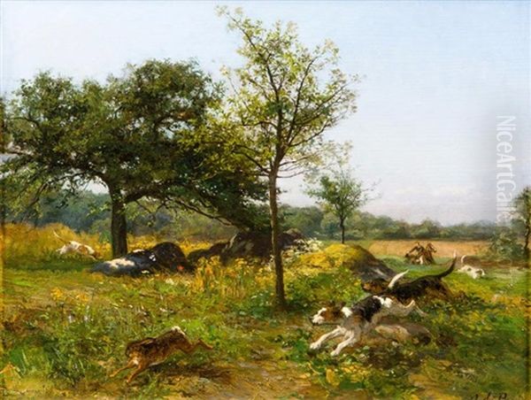 Chasse A Courre Au Lievre Oil Painting by Olivier de Penne