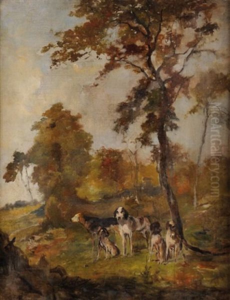 Les Chiens (sketch) Oil Painting by Olivier de Penne