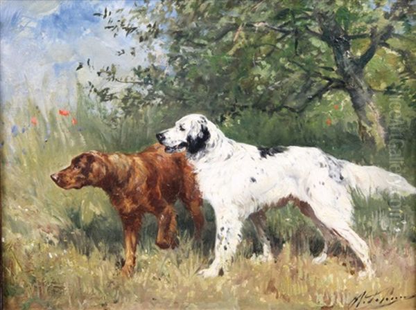 Chiens A L'arret Oil Painting by Olivier de Penne