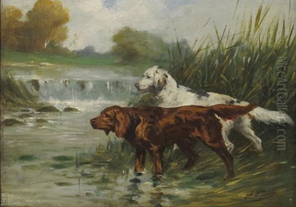 Deux Chiens De Chasse A L'arret Oil Painting by Olivier de Penne