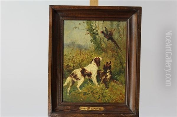 Chiens De Chasse Levant Un Faisan Oil Painting by Olivier de Penne