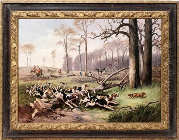 Hunt Scene Oil Painting by Olivier de Penne