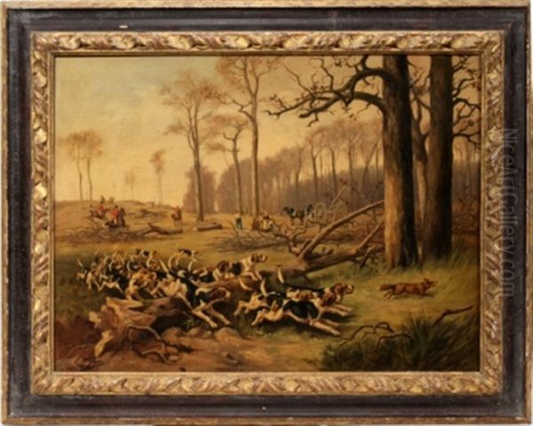 Hunt Scene Oil Painting by Olivier de Penne