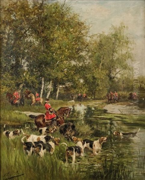 L'hallali Du Sanglier Oil Painting by Olivier de Penne