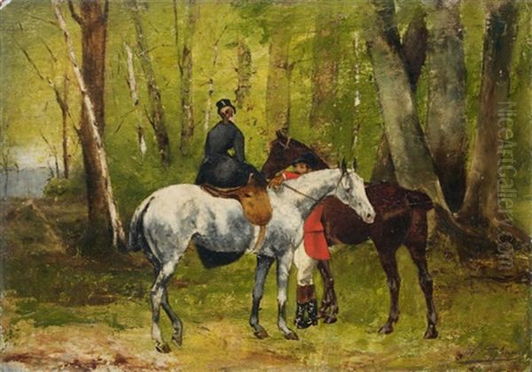 Cavalier Et Amazone En Foret Oil Painting by Olivier de Penne