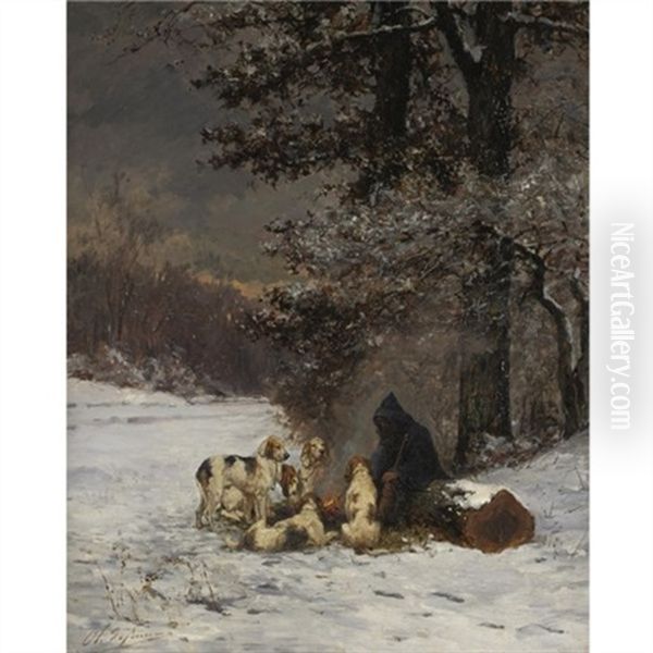 A Warm Break From The Hunt Oil Painting by Olivier de Penne