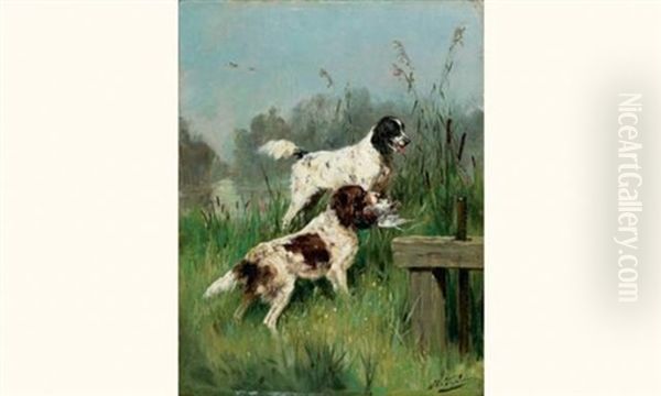 Deux Chiens De Chasse Oil Painting by Olivier de Penne