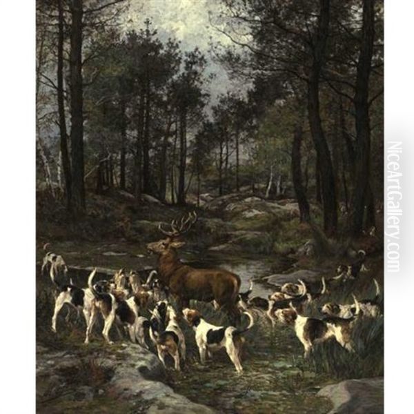 The Deer Hunt Oil Painting by Olivier de Penne