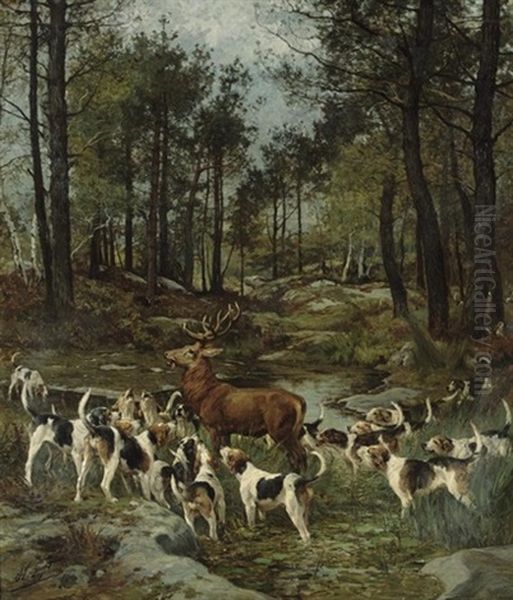 The Deer Hunt Oil Painting by Olivier de Penne